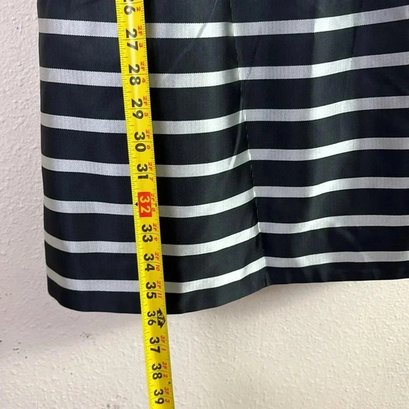 J. Crew Fit & Flare Black w/ Metallic Silver Stripes V-neck Mini Dress size 2 - Picture 8 of 13